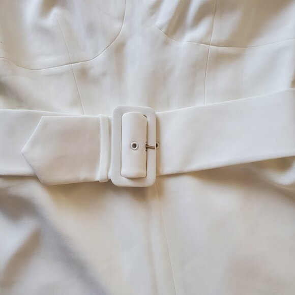 Jonathan Simkhai ! Belted Crepe Wide Leg Jumpsuit in White (US/6) - Picture 6 of 11